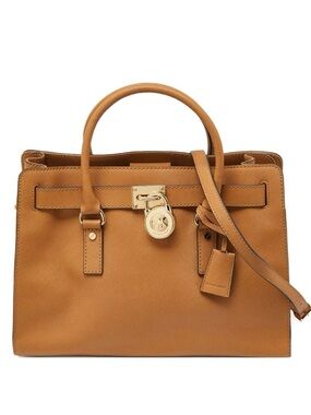 Michael Kors Hamilton Saffiano leather Satchel in Caramel Brown